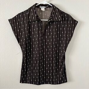 Vintage 1970s Mardi Modes Brown Geometric Retro Top Women’s 10 Polo Shirt Disco